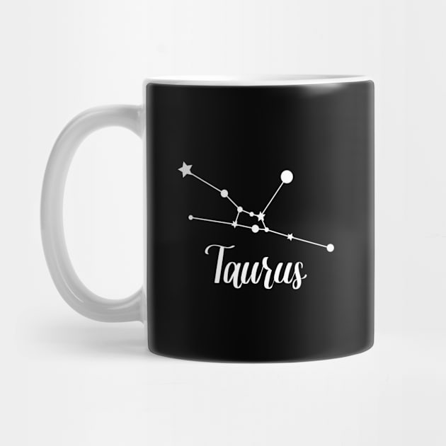 Taurus Zodiac Constellation in White by Kelly Gigi